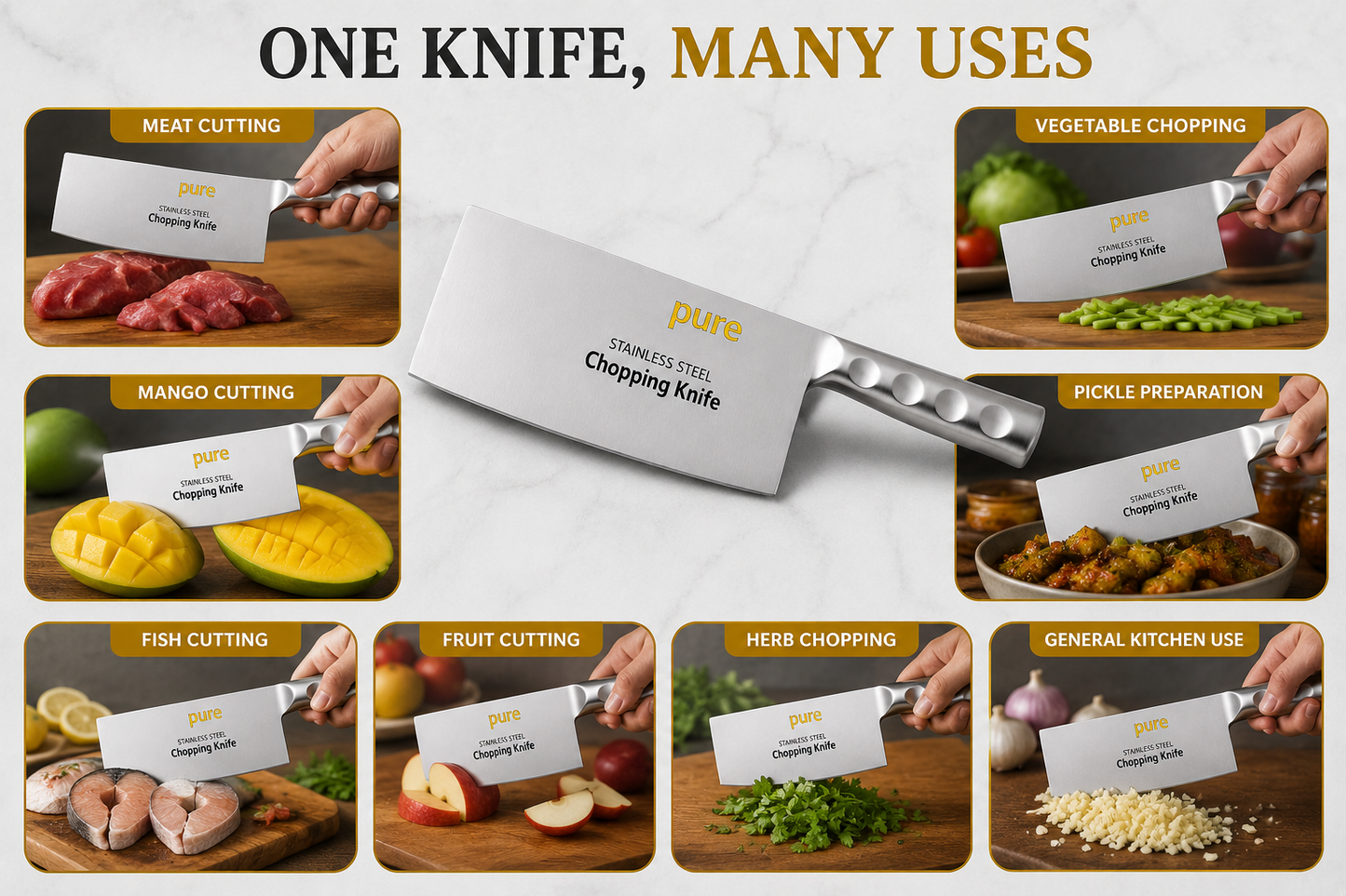 Stainless Steel Chef's Chopper/Knife/Meat Cleaver, Meat Cleaver/Knife, Heavy Duty