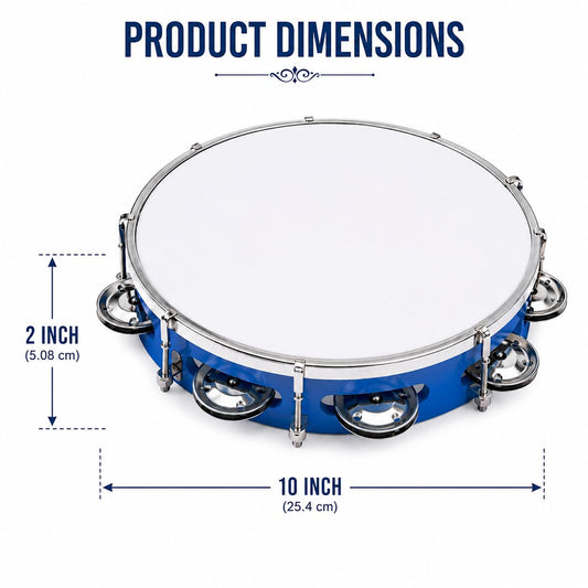 Pure Source India 10 Inch Dapli Handheld Tambourine | Single Row Metal Jingles Percussion Instrument | Lightweight Musical Drum for Kids & Adults | Ideal for Bhajan, Kirtan, Pooja, Aarti, Garba & Cultural Events | Blue