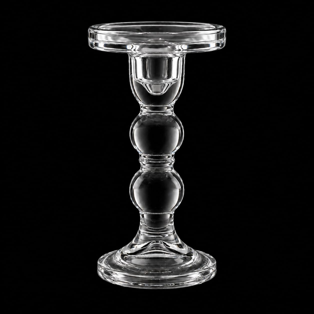 Pure Source India Glass Candle Holder for Pillar & Taper Candles | Elegant Crystal Candlestick Stand for Dining Table, Wedding, Home Décor