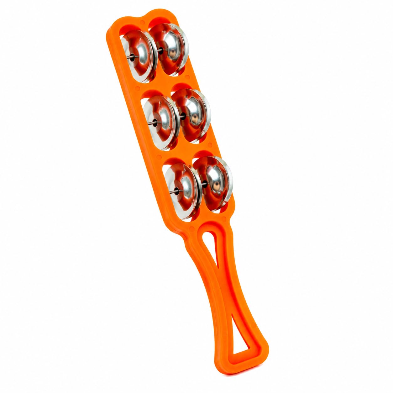 Pure Source India Handheld Plastic Tambourine Pack of 2 | 3-Pair Metal Jingle Percussion Instrument | Ideal for Bhajan, Kirtan, Pooja, Aarti, Garba, Music Practice & Cultural Events | Orange