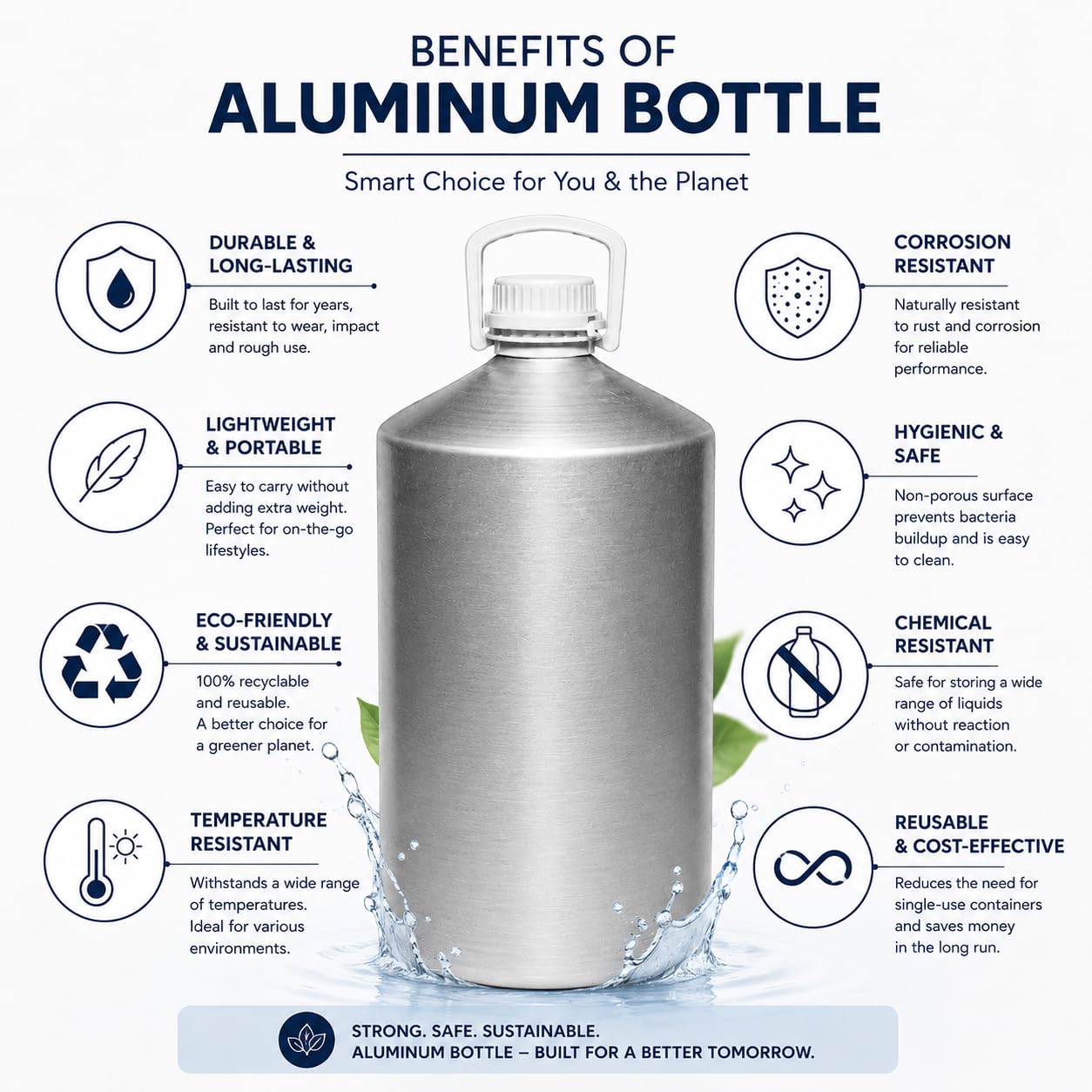 Pure Source India Aluminum Empty Bottle 5 Ltr. with Inner Lid & Cap – Ideal for Essential Oils, Oil Blends, Cosmetics and Liquid Storage (Copy) (Copy)