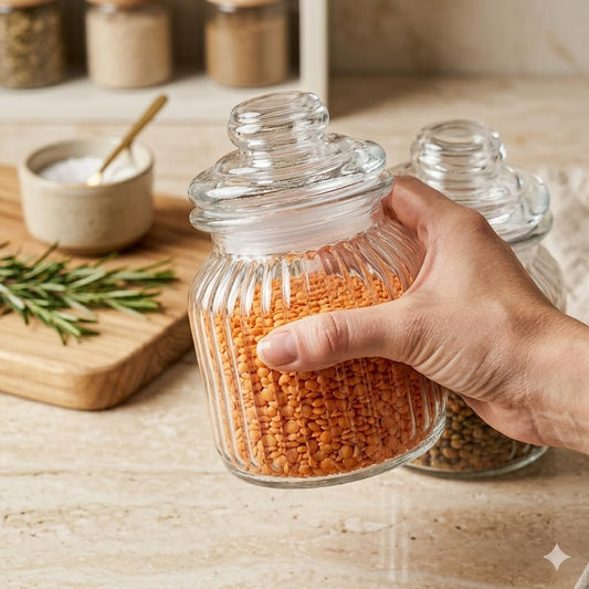 Pure Source India Glass Storage Jar - 700 Ml, Transparent for Coffee Station, Cookies, Kitchen, Bath bombs, multipurpose uses