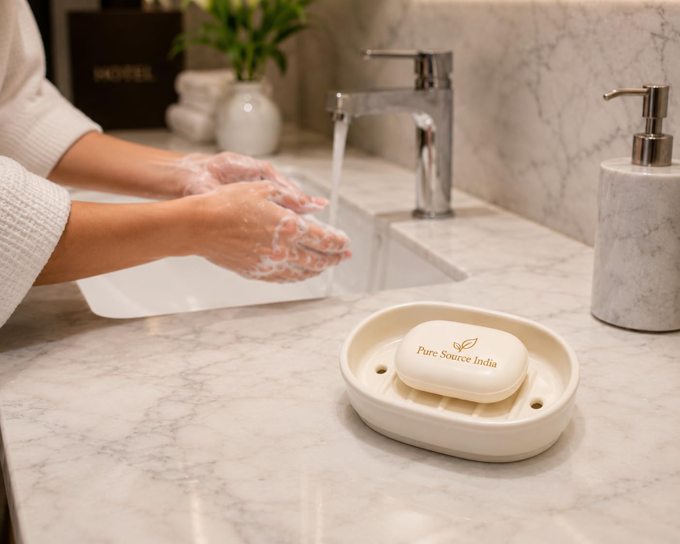 Pure Source India Ceramic Soap Dish | 14.5 x 8 cm Soap Holder for Bathroom, Kitchen & Wash Basin