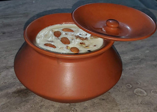 Pure Source India Round With Lid Clay Dahi Handi, 1 Ltr, 1 Piece, Brown, Unglazed Terracotta, 1 Liter