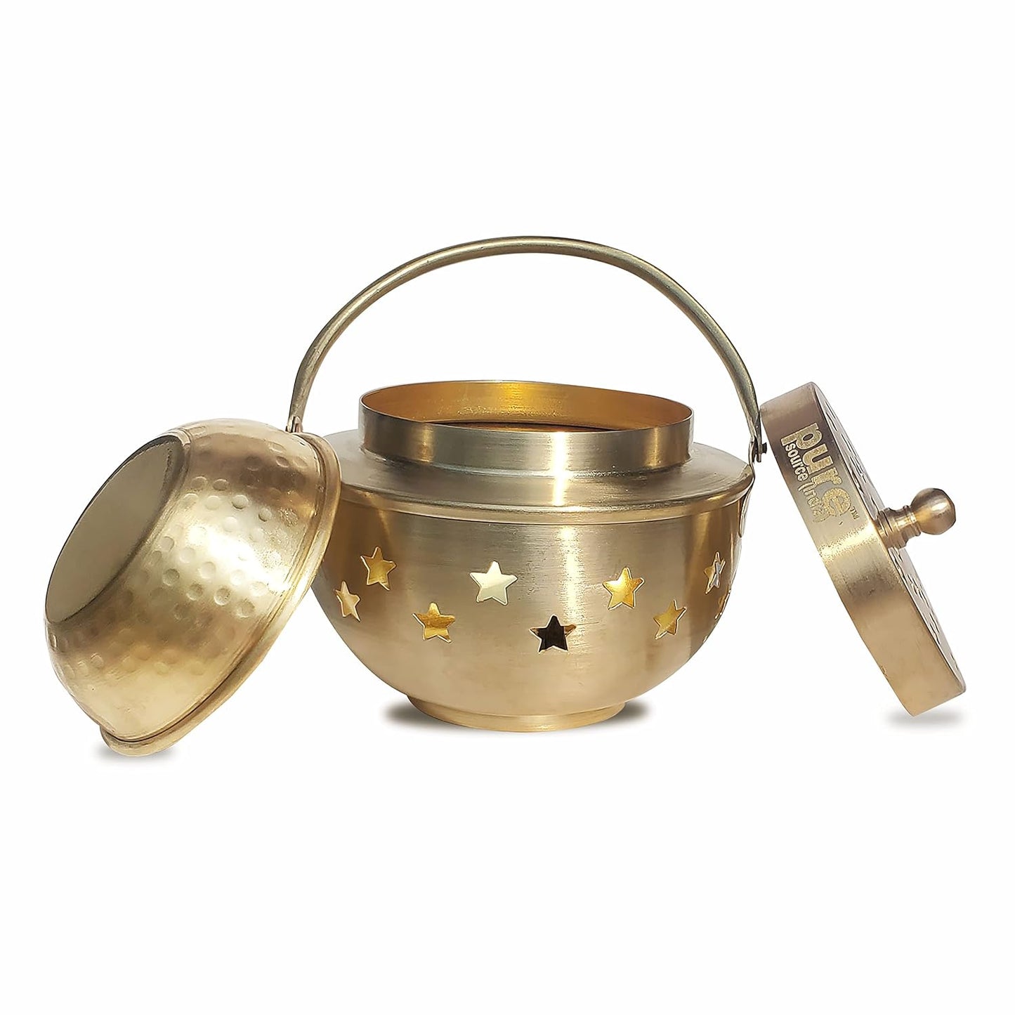 Pure Source India Multipurpose Brass Kapoor Dani, Aroma Diffuser, Incense Burner, Pack of 1