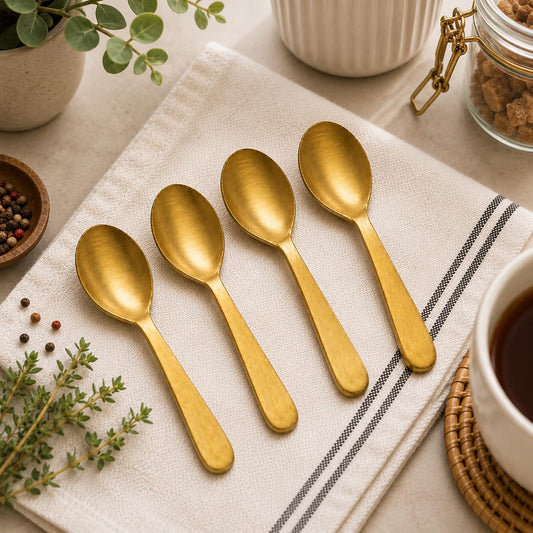 Pure Source India 3 Inch Brass Spoon Perfect for Spices, Coffee and Dessert Spoon