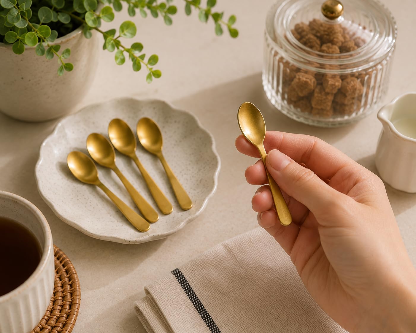 Pure Source India 3 Inch Brass Spoon Perfect for Spices, Coffee and Dessert Spoon