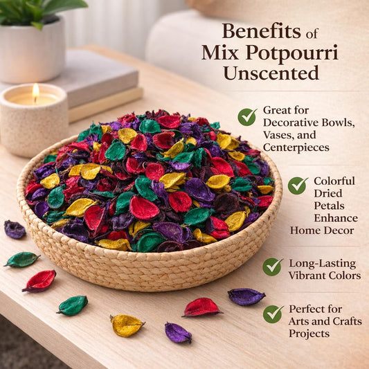 Pure Source India Unscented Dried Flowers Leaves Potpourri, 500 Gm, Mix Color