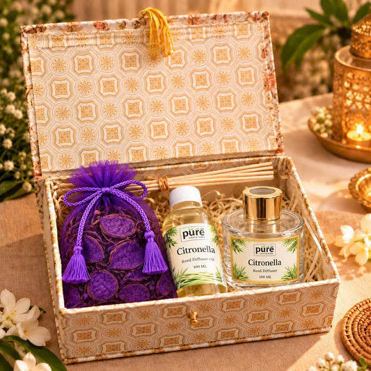 Pure Source India Reed Diffuser Gift Set | Luxury Home Fragrance Gift Hamper for Diwali, Birthday & Housewarming