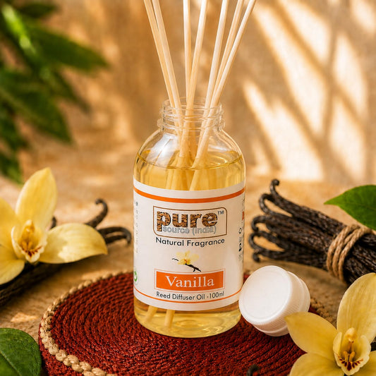 Pure Source India 100ML Vanilla Aroma Reed Diffuser Refill , 8 Pcs Reed Stick Coming Free With This Reed Diffuser Oil
