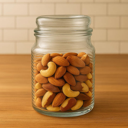Pure Source India 500 ml Glass Jar Container with Airtight Lid | Wavy Design Storage Jar for Kitchen | Ideal for Dry Fruits, Snacks, Cookies, Spices & Multipurpose Use