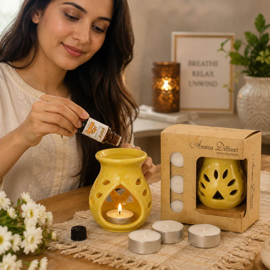 Pure Source India Ceramic Aroma Set (Yellow)