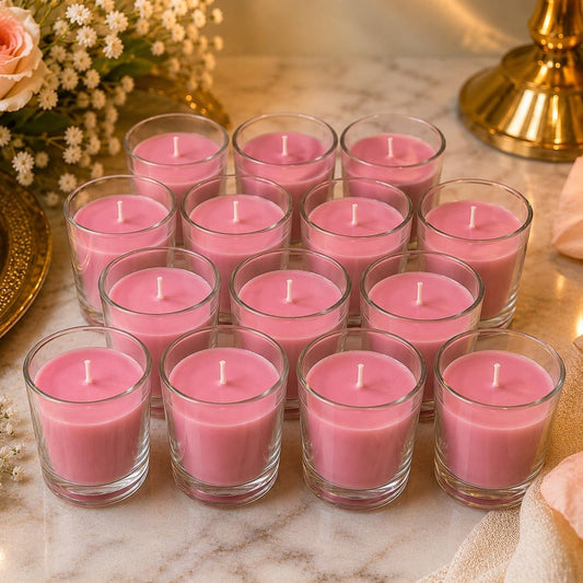 Pure Source India Glass Votive Candles, Pack of 12, (Scented - Apple Cinnamon)