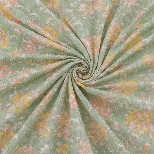 Pure Source India Poly Cotton Elegance Bedding Set, Dreamy Cotton Comfort Double Bed Sheet with Pillow Covers (Seamoss Green Flora)