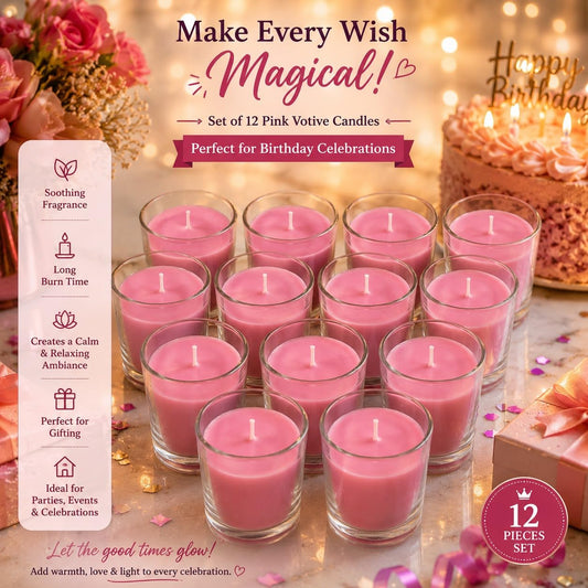 Pure Source India Glass Votive Candles, Pack of 12, (Scented - Apple Cinnamon)