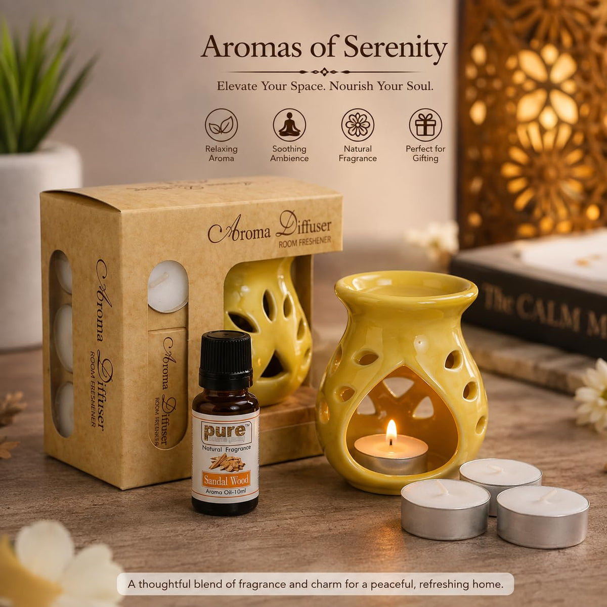 Pure Source India Ceramic Aroma Set (Yellow)