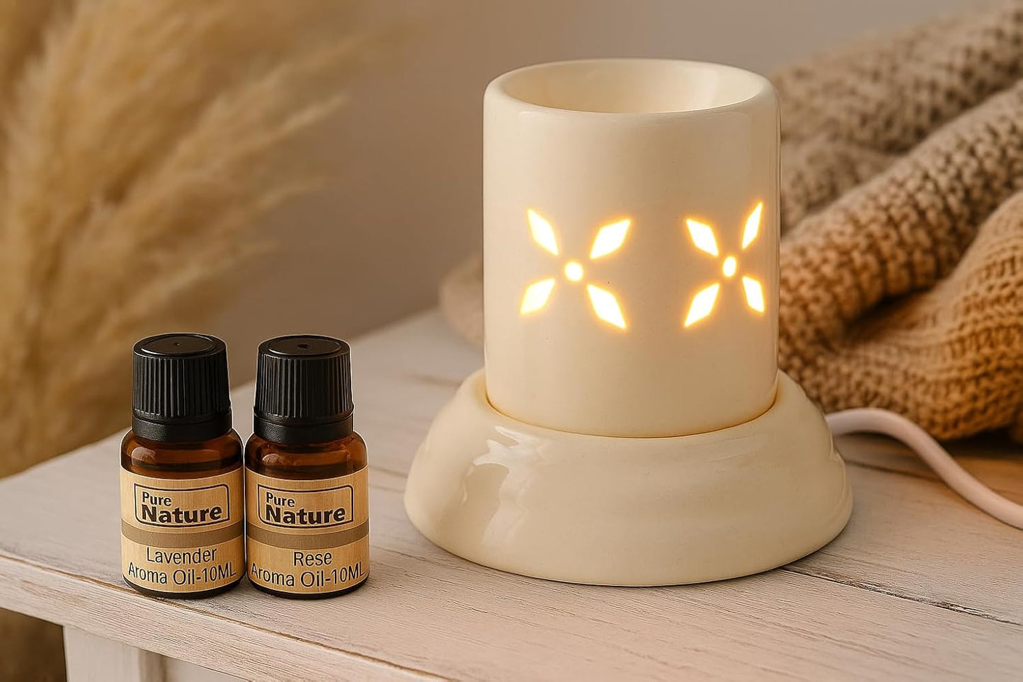 Pure Source India Electric Diffuser for Home (10 ml Aroma Oil Rose & Lavender Fragrance)