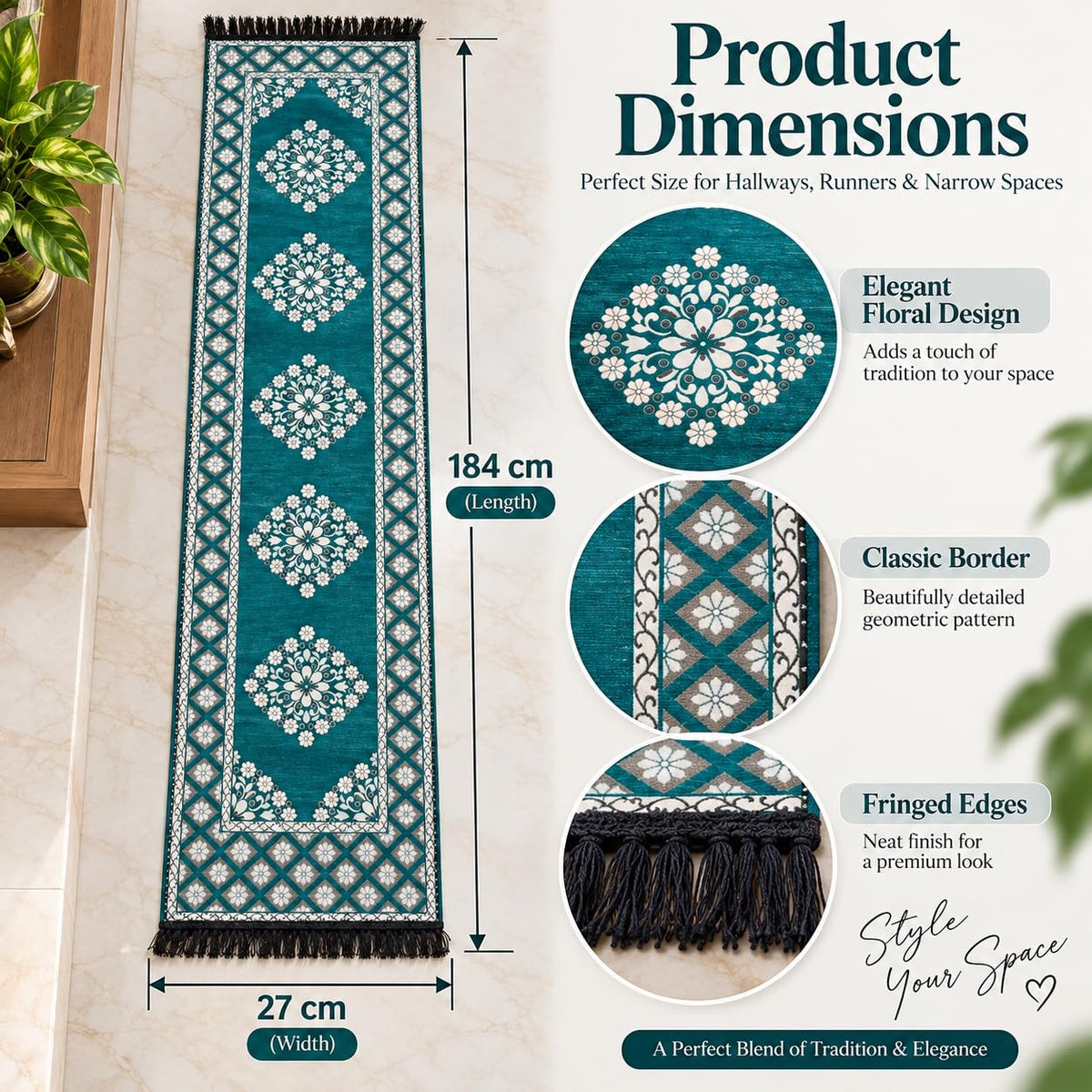 Pure Source India Green Cotton Yoga Mat for Women and Men, 2X6 feet, 3mm thick, Light Weight, Machine Washable, Home Exercise (Copy)
