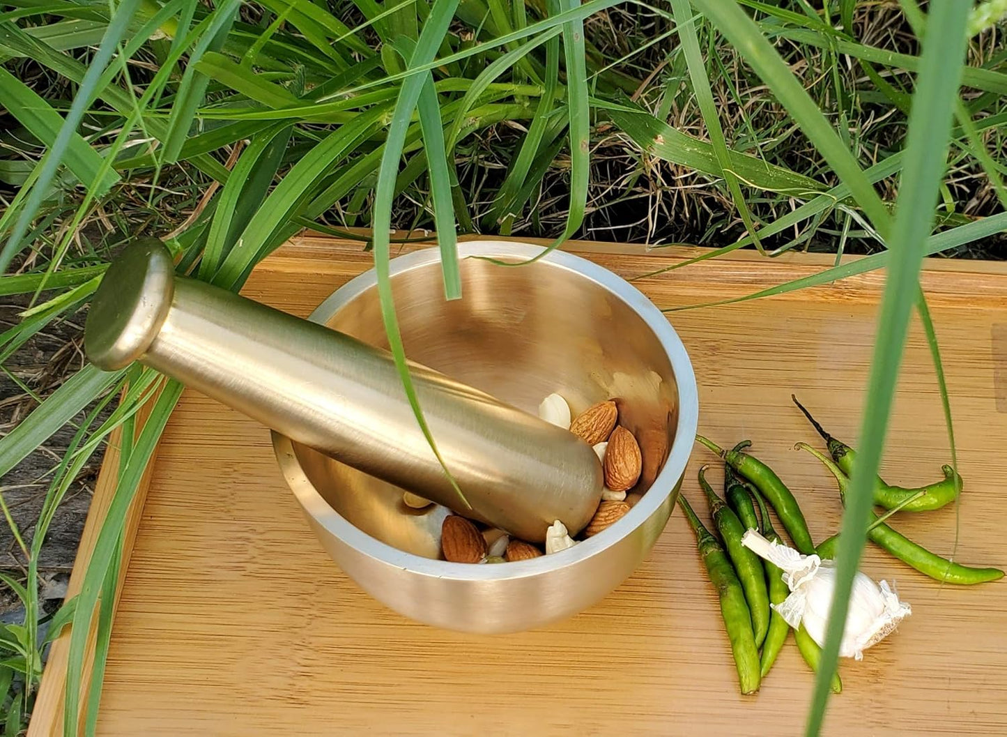 Pure Source India Kitchen Khalbatta Okhli Masher, Mortar And Pestle Set, (Extra Deep Bowl)