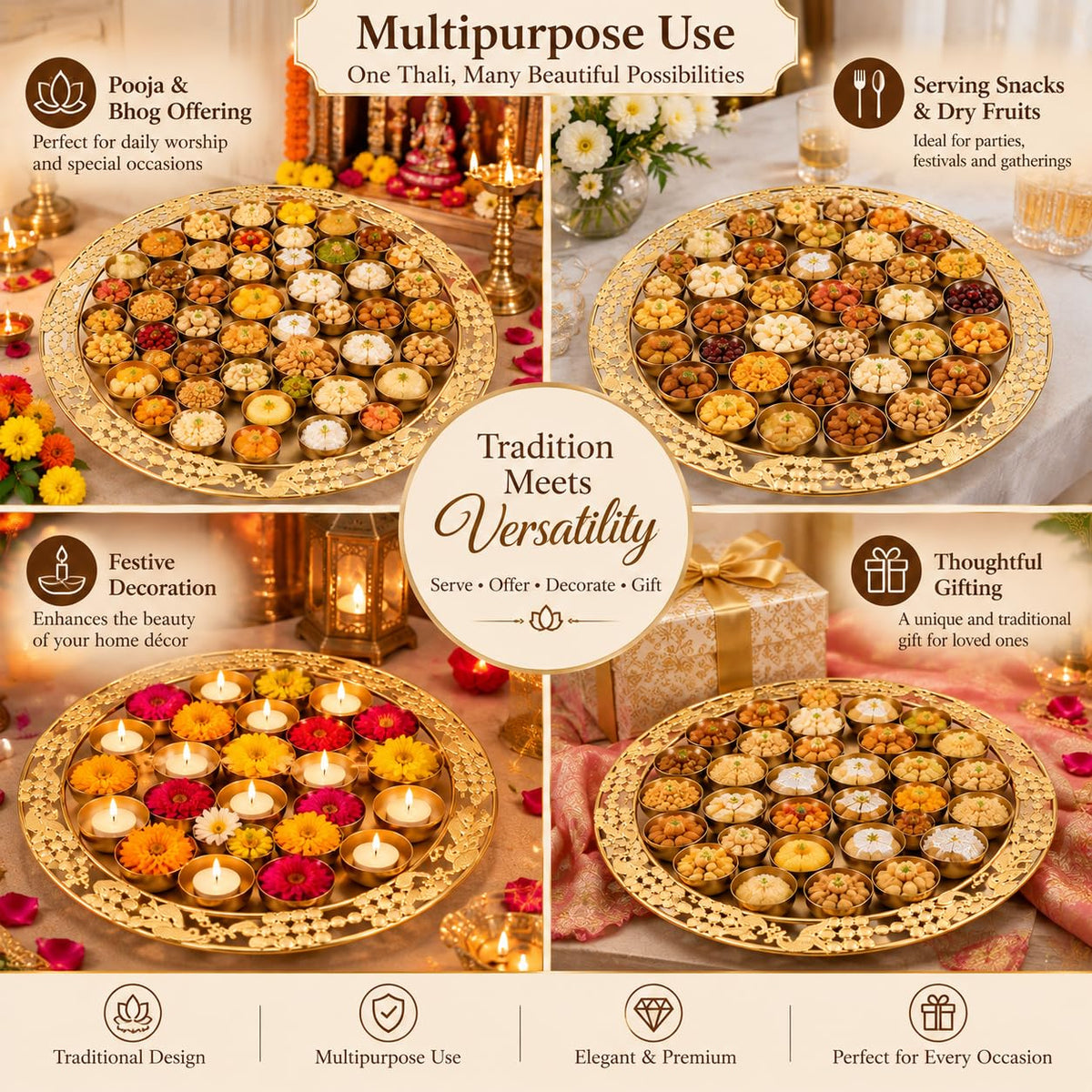 Pure Source India 56 Bhoog Thali for Home mandir Pooja & Religious Offerings
