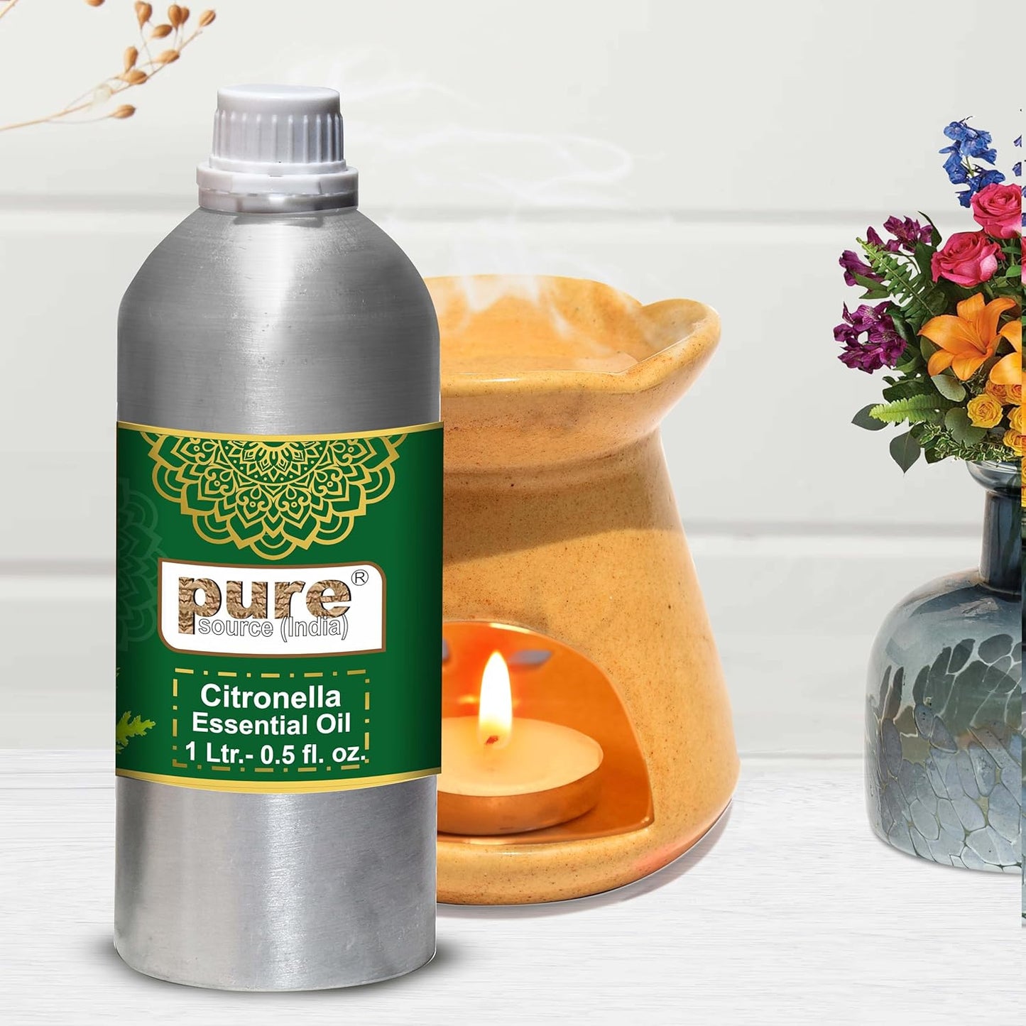 Pure Source India Aroma Diffuser Oil Essential for Oil Burner, Soap Making, Candle Making Etc. 1 Ltr Pack of Fragrance Oil