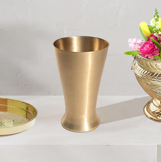 Pure Source India Bronze Kansa Glass Handmade, Serveware & Drinkware Glass Ideal for Dining Table Decoration (Pure Bronze -280 ML Gold)