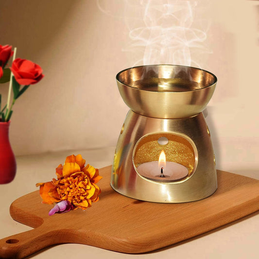Pure Source India Aroma Burner, Pure & Solid Brass Oil Diffuser Coming with 1 Tea Light Candle.