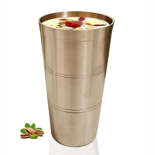 Pure Source India Bronze/Kansa Glass Drinkware, Serveware for Lassi, Milk, and Water with Heavy Duty (3.5 X 6.65 INCH- 650 Gm) 700ML