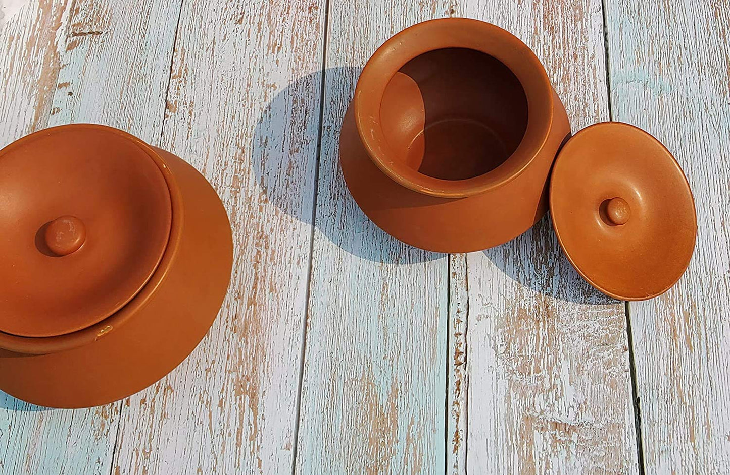 Pure Source India Round With Lid Clay Dahi Handi, 1 Ltr, 1 Piece, Brown, Unglazed Terracotta, 1 Liter