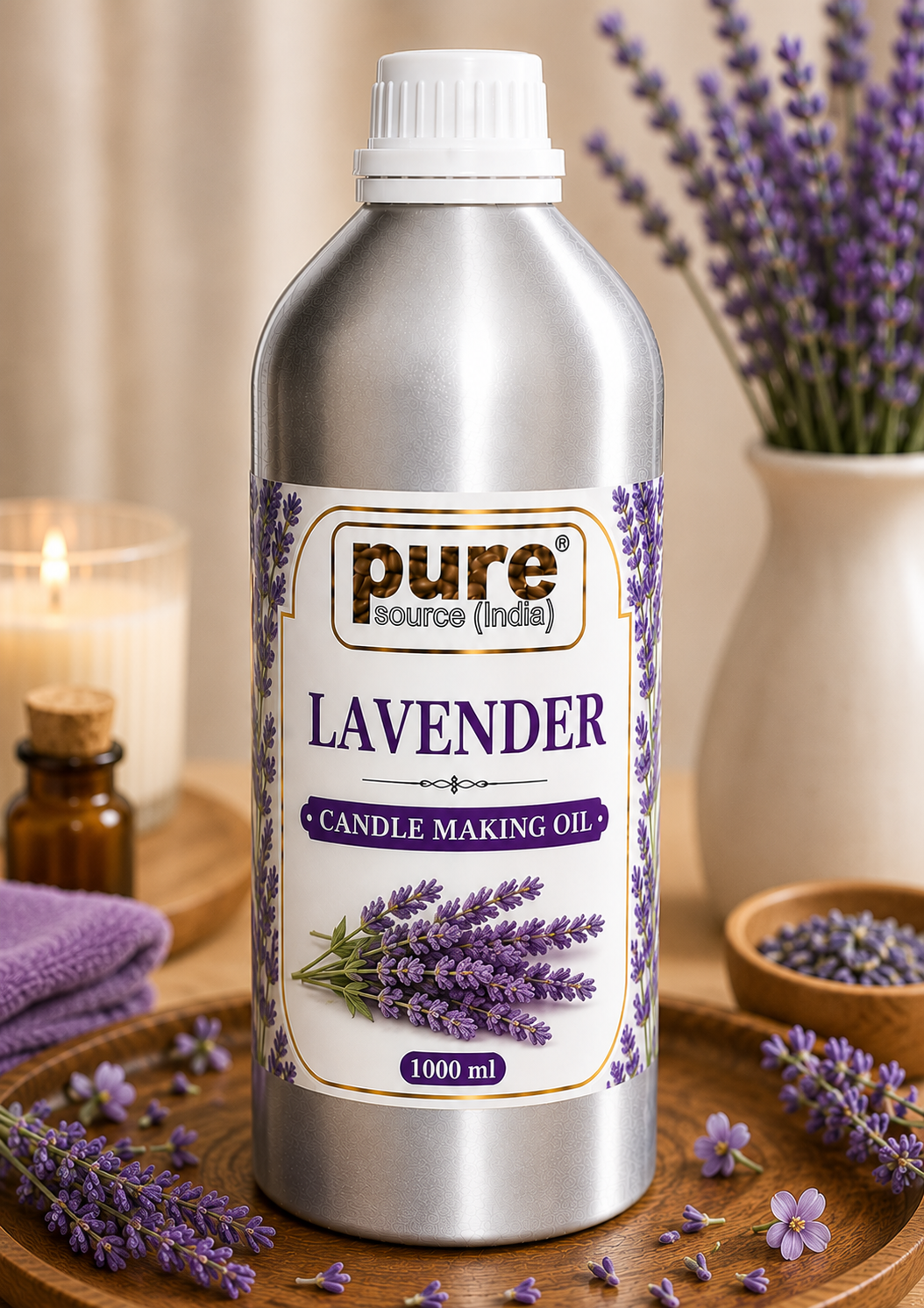 Pure Source India Lemongrass Candle Making Oil | Fragrance Oil for Candle, Soap & Wax Melt Making | 1000 ml