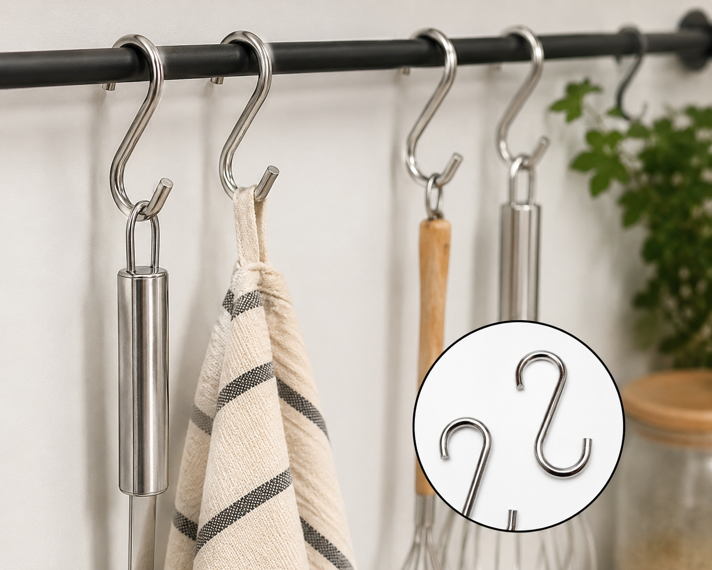 Stainless Steel S Hook, 2 Pieces, Silver