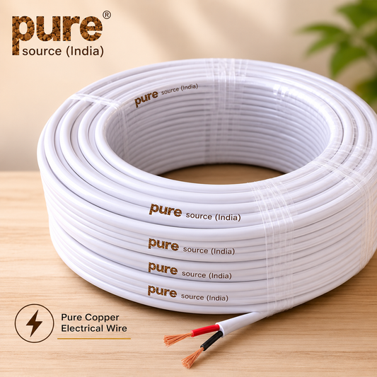 Pure Source India Flexible Twin Flat 2 core Copper Electrical Wire for Home & Domestic Industrial Electric Wiring