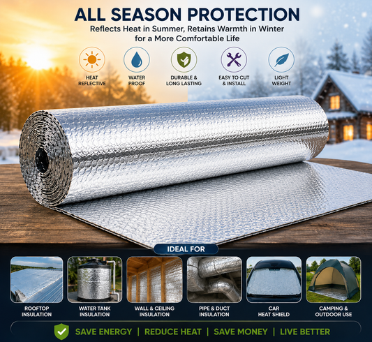 Pure Source India 12mm Reflective Bubble Insulation Sheet, Heat Resistant, Aluminum Foil Thermal Insulation Roll, Silver