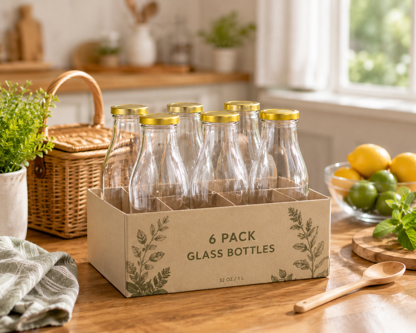 Pure Source India 500 ML Clear Glass Milk, Water and Juice Bottle With Airtight & Leak Proof Cap
