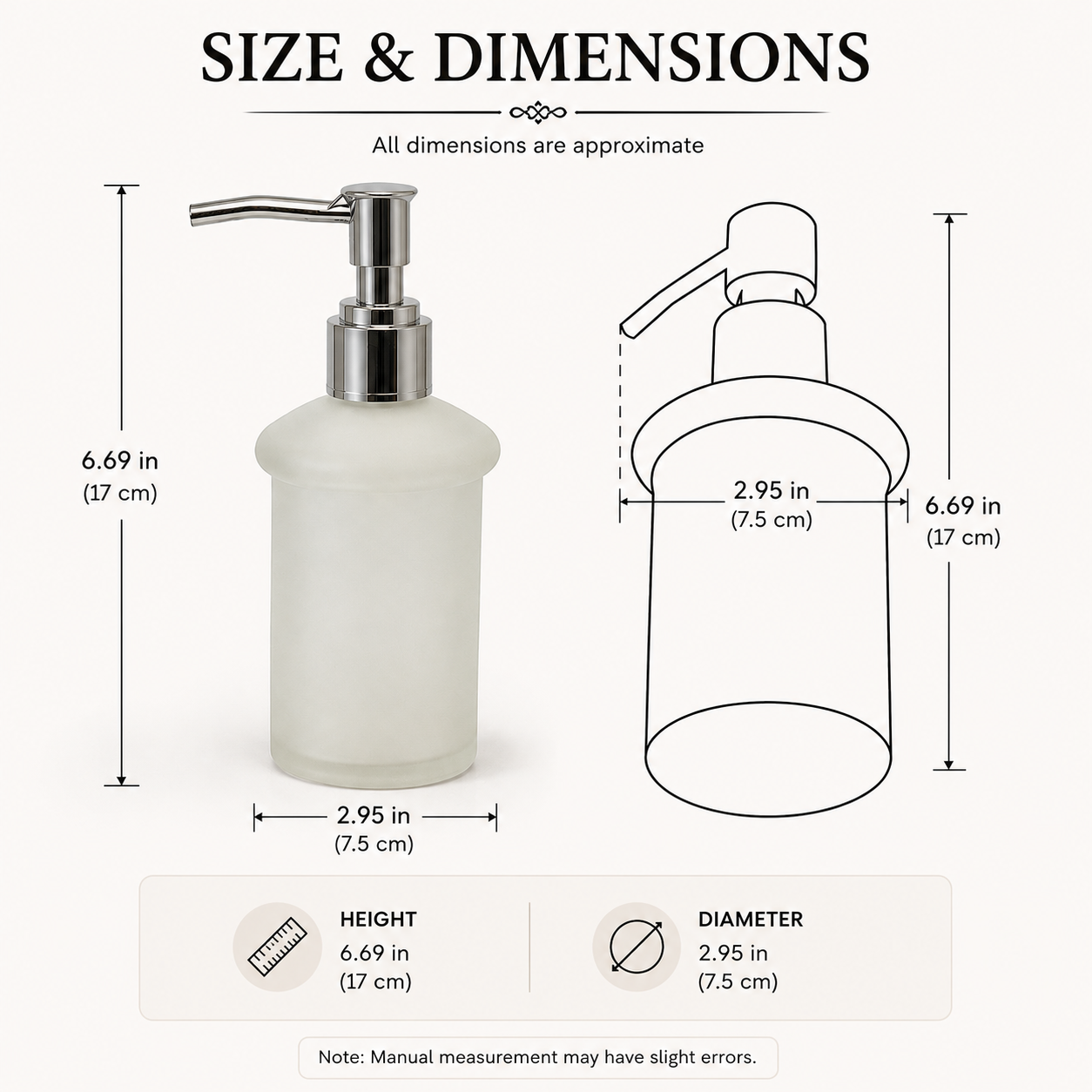 Pure Source India 150 ML Frosted Glass Soap Dispenser Bottle with Pump | Chrome Finish Liquid Hand Wash Dispenser for Bathroom, Kitchen & Sink