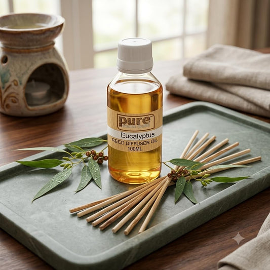 Pure Source India 100ML Eucalyptus Aroma Reed Diffuser Refill , 8 Pcs Reed Stick Coming Free With This Reed Diffuser Oil