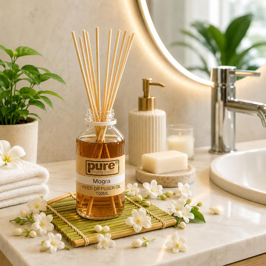 Pure Source India 100ML Mogra Aroma Reed Diffuser Refill , 8 Pcs Reed Stick Coming Free With This Reed Diffuser Oil