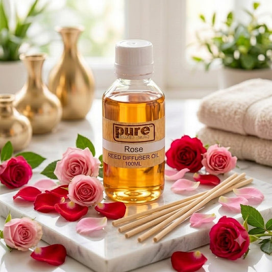 Pure Source India 100ML Rose Aroma Reed Diffuser Refill , 8 Pcs Reed Stick Coming Free With This Reed Diffuser Oil