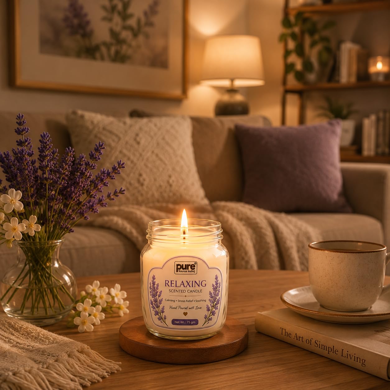 Pure Source India Scented Candle Gift Set of 3 | Mogra, Relaxing, Sandalwood | 75g Each | Fragrance Candles for Home, Living Room & Gifting (Copy)