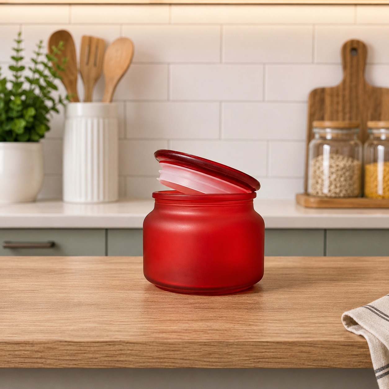 Pure Source India 250 Gm Colored Glass Jar Containers- Red