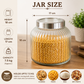 Pure Source India 7.5 Litre Ribbed Glass Storage Jar with Stainless Steel Lid | Airtight Food Grade Glass Canister | Kitchen Pantry Container for Cookies, Cereals, Rice, Flour, Pasta, Dry Fruits & Snacks
