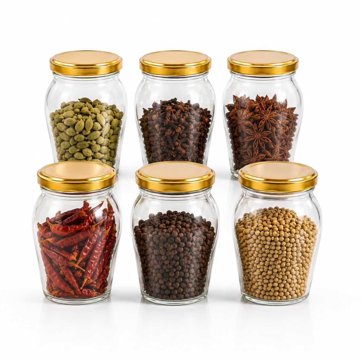 Pure Source India 1000ml Glass Matka Jar with Golden Airtight Lid | Leak-Proof Glass Container for Kitchen, Spices, Dry Fruits, Pickles, Snacks & Multipurpose Storage