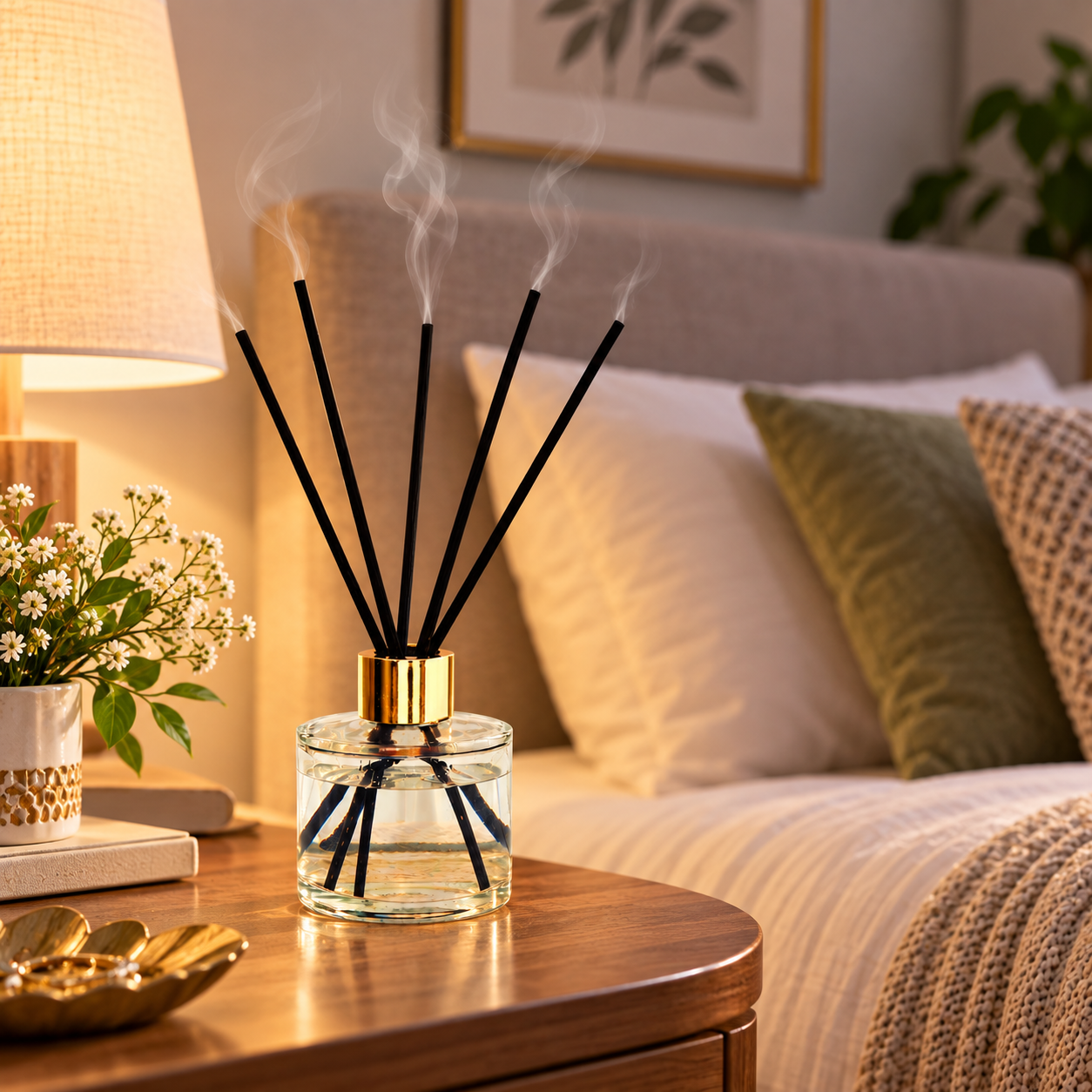 Pure Source India 100ML Empty Round Reed Diffuser Glass Bottle Coming with 6 Pcs Black Reed Sticks