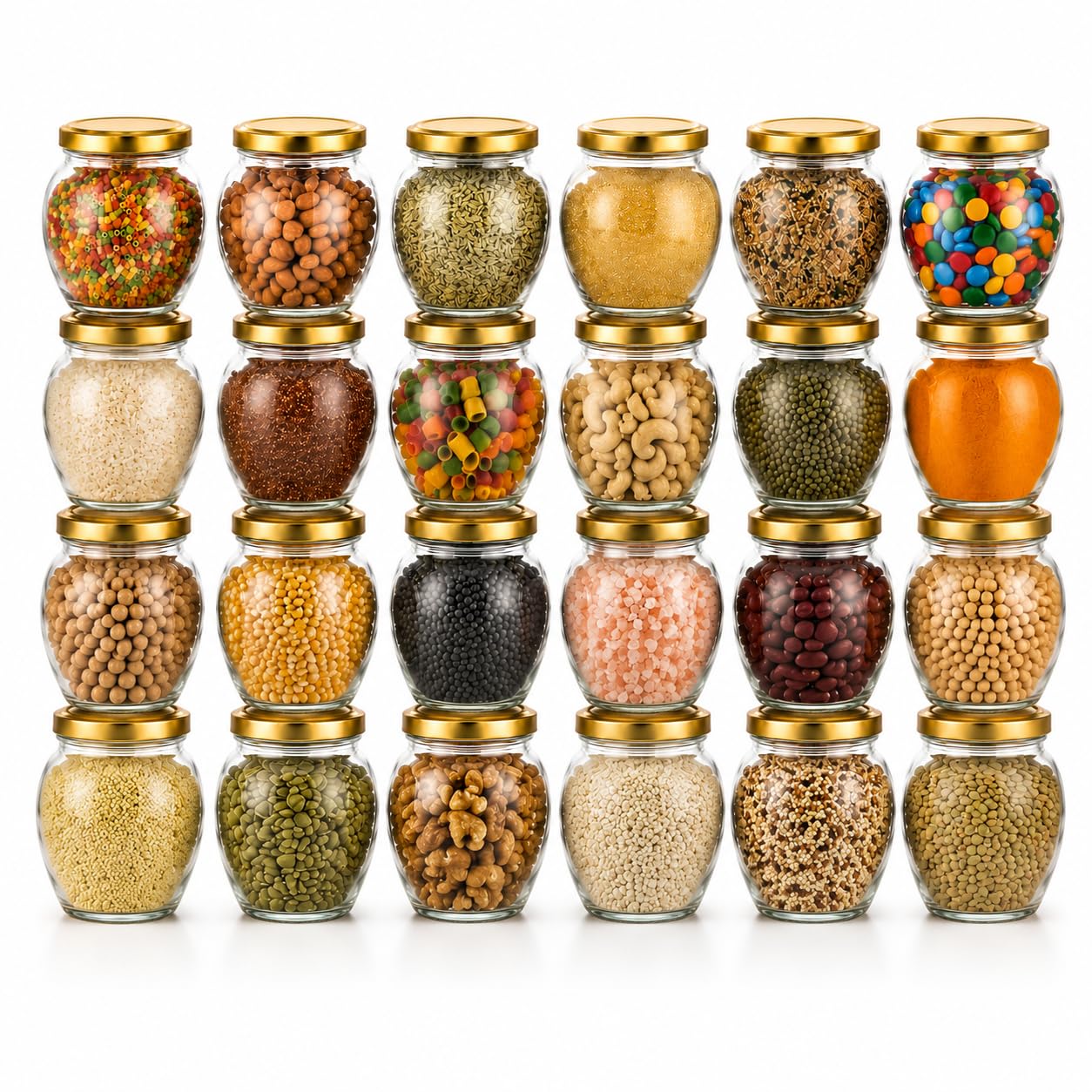 Pure Source India 100ml Glass Matka Jar with Golden Airtight Lid | Leak-Proof Small Glass Container for Spices, Masala, Herbs, Dry Fruits & Kitchen Storage