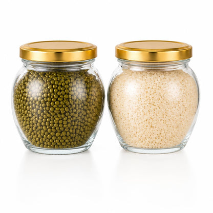 Pure Source India 100ml Glass Matka Jar with Golden Airtight Lid | Leak-Proof Small Glass Container for Spices, Masala, Herbs, Dry Fruits & Kitchen Storage