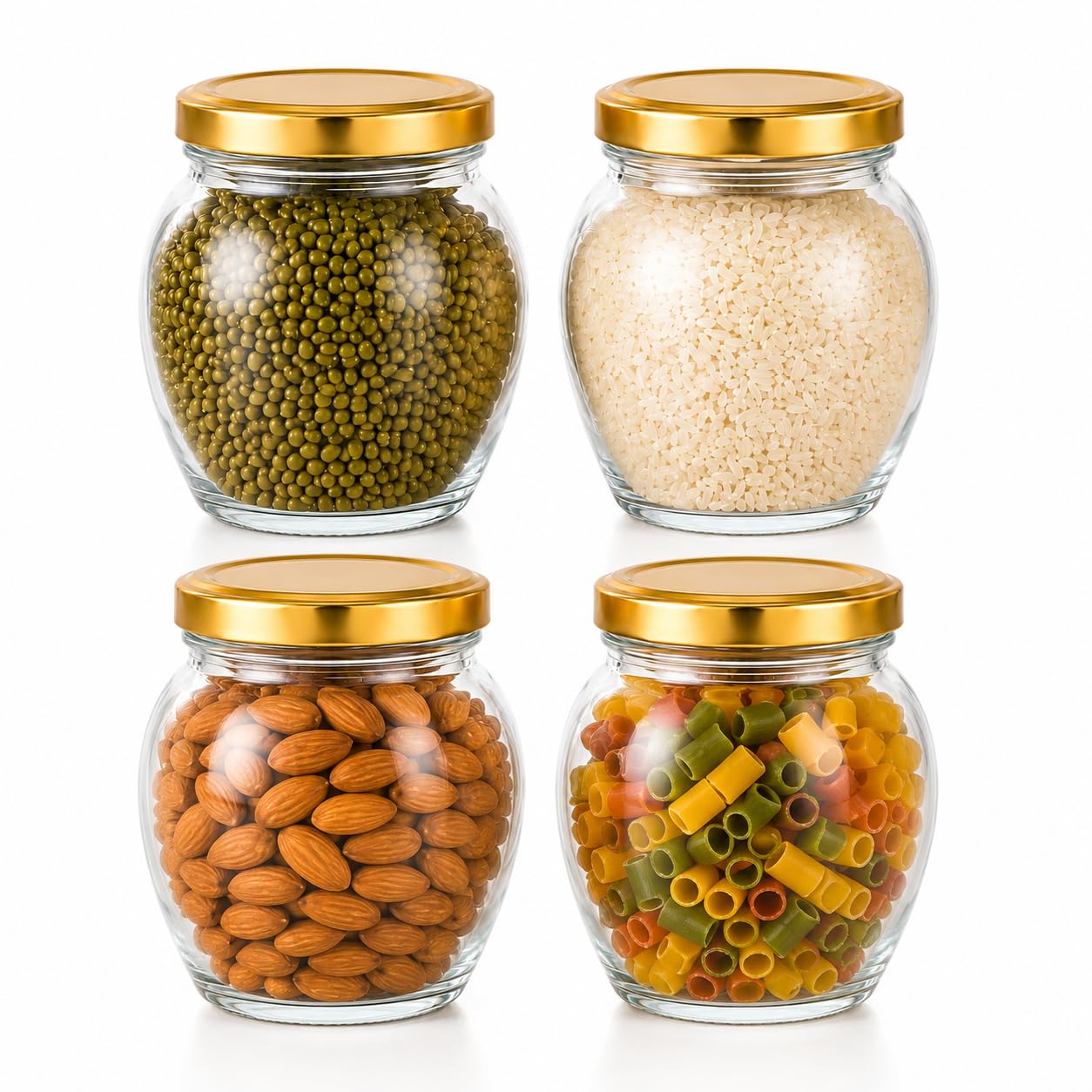 Pure Source India 100ml Glass Matka Jar with Golden Airtight Lid | Leak-Proof Small Glass Container for Spices, Masala, Herbs, Dry Fruits & Kitchen Storage