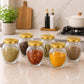 Pure Source India 100ml Glass Matka Jar with Golden Airtight Lid | Leak-Proof Small Glass Container for Spices, Masala, Herbs, Dry Fruits & Kitchen Storage