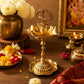 Pure Source India Brass Peacock Diya Stand, 1 Tier | 7L x 7W x 15H cm | Traditional Deepam Lamp for Pooja Room, Temple, Home Mandir, Festivals, Spiritual Decor & Religious Ceremonies