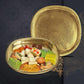Pure Source India Brass Handmade Serving Tray & Pooja Plate, 12.25 Inch Golden Brass Thali | Traditional Decorative Tray for Pooja, Aarti, Prasad, Home Decor, Festivals & Gifting