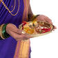 Pure Source India Brass Handmade Serving Tray & Pooja Plate, 12.25 Inch Golden Brass Thali | Traditional Decorative Tray for Pooja, Aarti, Prasad, Home Decor, Festivals & Gifting